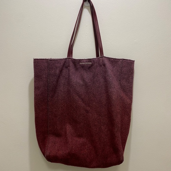 armani exchange pink/purple ombre wool blend tote - Picture 3 of 7